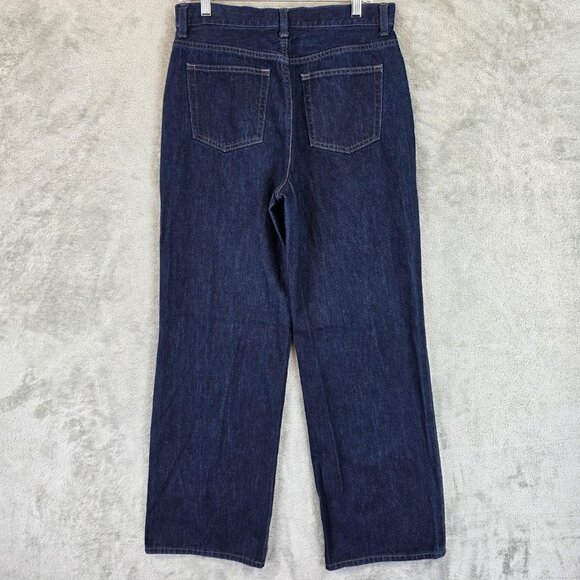 Uniqlo Jeans Womens 28 Dark Wash High Rise Straight Leg Cotton Denim Zip Fly - Picture 8 of 10